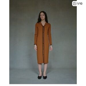 Naya Rea Gillian Extra Fine Merino Wool Dress Brown Size Medium